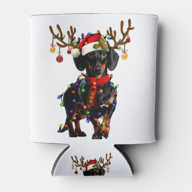 Rafraîchisseur Pour Canette Fantaisie Dachshund Christmas Reindeer Christmas L (Devant)