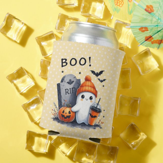 Rafraîchisseur Pour Canette Fantôme d'Halloween -Gravestone, Jack O'lanterne,  (Été in situ)