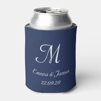 Rafraîchisseur Pour Canette Faveur de fête de mariage à monogramme Navy modern