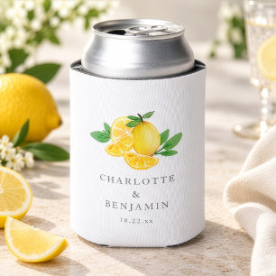 Rafraîchisseur Pour Canette Faveur de mariage d'été Citron Aquarelle