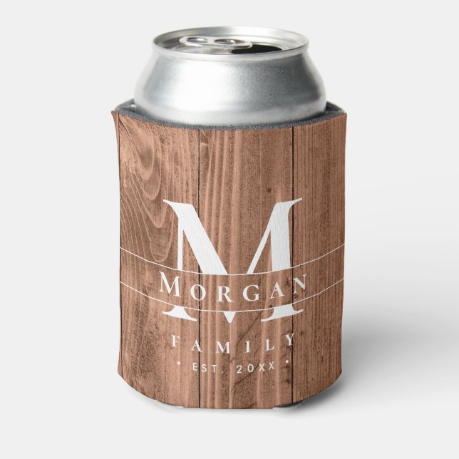 Rafraîchisseur Pour Canette Faveur personnalisée monogramme en bois rustique n (Can Dos)