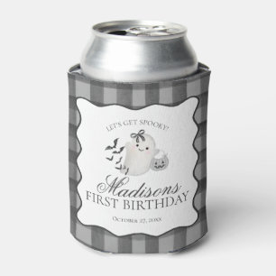 Rafraîchisseur Pour Canette Faveurs d'anniversaire fantôme en gingham noir Lit