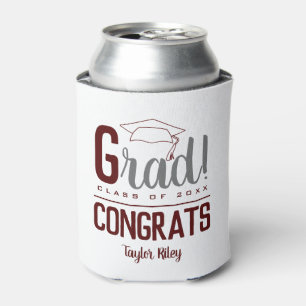 Rafraîchisseur Pour Canette Félicitations Graduation Party Maroon et Grey
