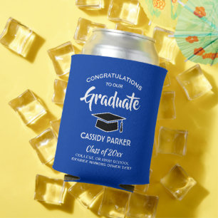 Rafraîchisseur Pour Canette Félicitations Graduation Party Moderne Royal Bleu