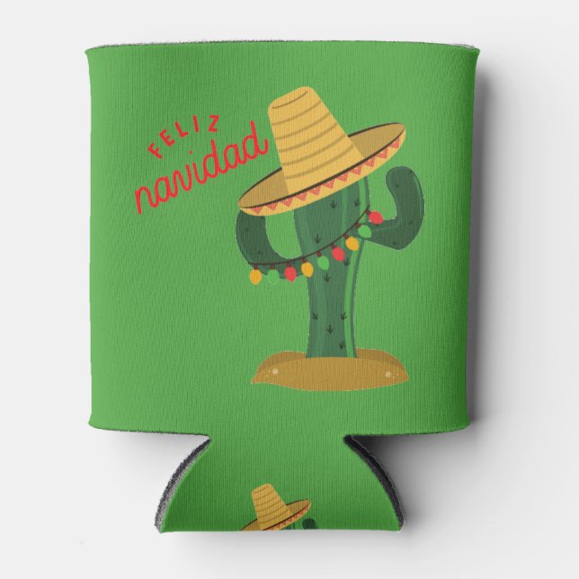 Rafraîchisseur Pour Canette Feliz Navidad Cactus Christmas Lights Can Cooler  (Devant)
