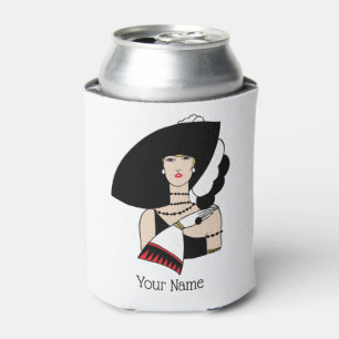 Rafraîchisseur Pour Canette Femme Art Déco vintage portant des gants Casquette