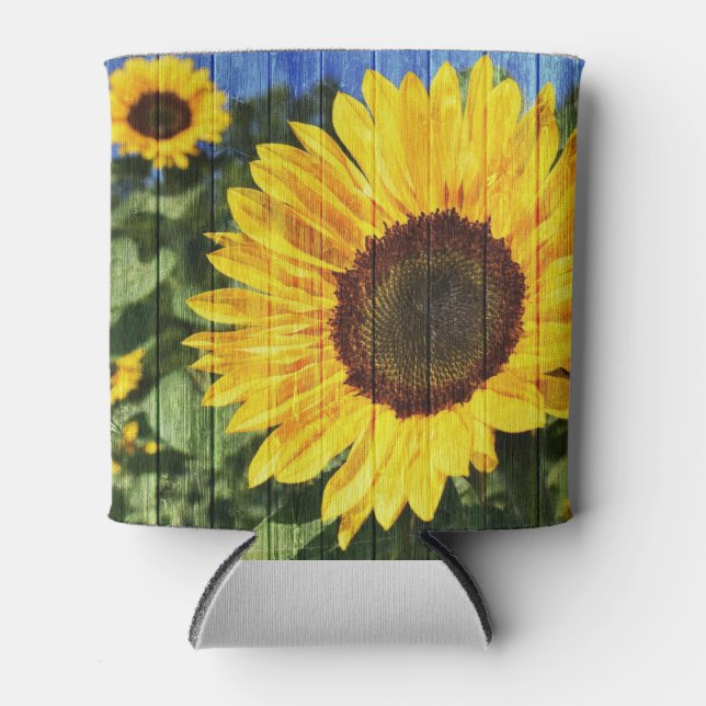 Rafraîchisseur Pour Canette Fence painted de Sunflowers (Devant)