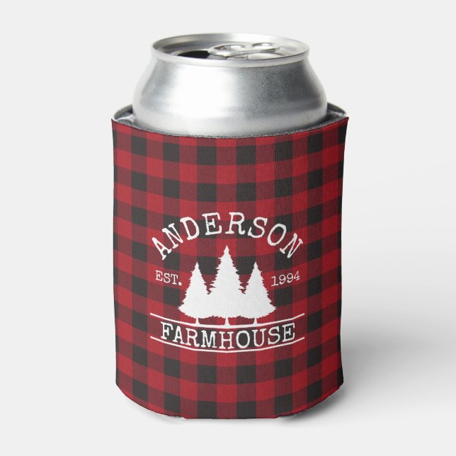 Rafraîchisseur Pour Canette Ferme Nom de famille Red Buffalo Plaid (Can devant)