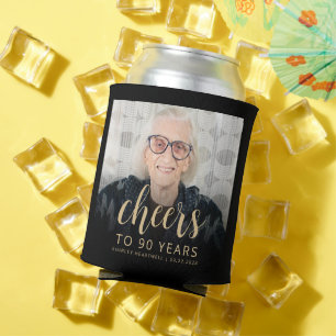 Rafraîchisseur Pour Canette Fête d'anniversaire 90 ans Photo personnalisée