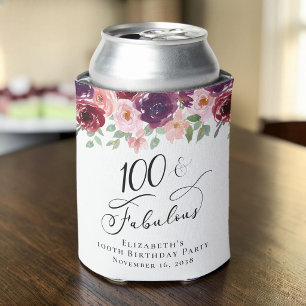 Rafraîchisseur Pour Canette Fête d'anniversaire de 100 ans Élégante Florale