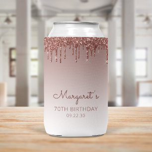 Rafraîchisseur Pour Canette Fête d'anniversaire de 70 ans Glam Rose Gold Glitt