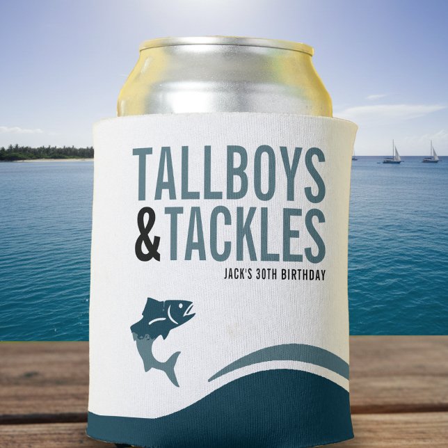 Rafraîchisseur Pour Canette Fête d'anniversaire Tallboys & Tackles pour une pa (Fishing Trip Tallboys & Tackles Birthday Party Can Cooler
)