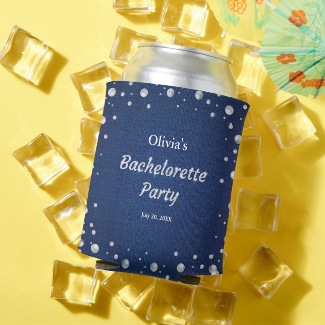 Rafraîchisseur Pour Canette Fête de Bachelorette Diamants en Denim Bleu Perles (Été in situ)