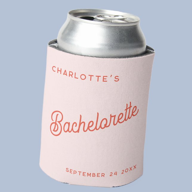 Rafraîchisseur Pour Canette Fête de Bachelorette Personnalisée Script Moderne (Modern typography personalized name date bachelorette party can cooler)