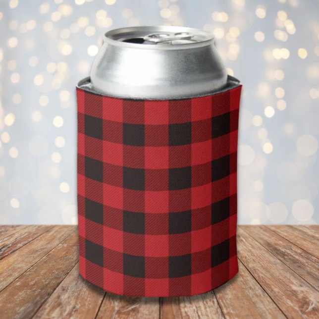 Rafraîchisseur Pour Canette fête de bûcheron en carreaux rouges et buffle en h (rustic winter lumberjack red buffalo plaid party can cooler)