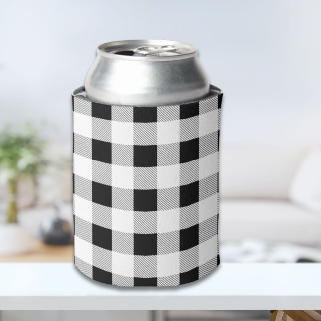 Rafraîchisseur Pour Canette fête de ferme rustique à carreaux noir et blanc bu (rustic farmhouse black white buffalo plaid party can cooler)
