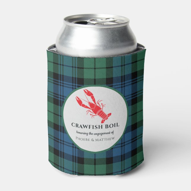 Rafraîchisseur Pour Canette Fête de fiançailles Plaid Tartan au Poisson d'eau  (Can devant)