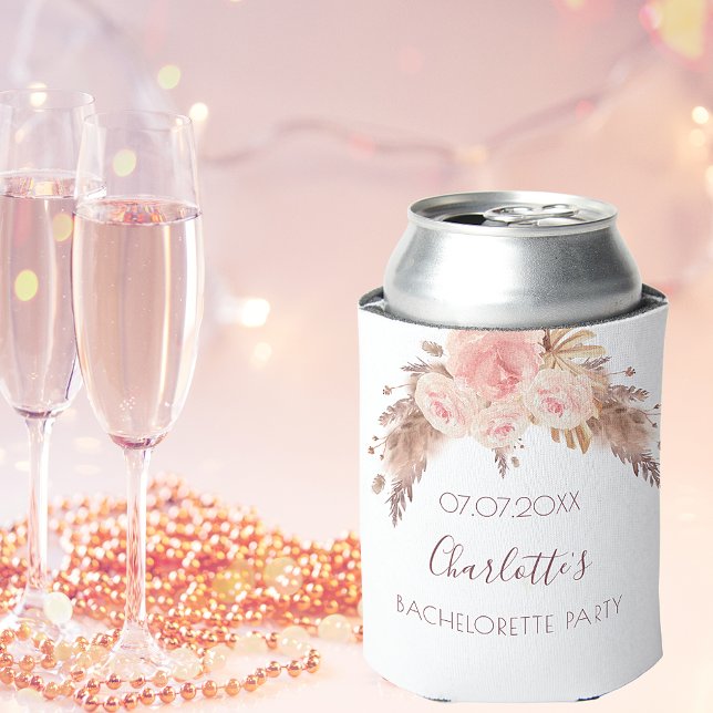 Rafraîchisseur Pour Canette Fête de fiançailles rose floral herbe de pampa (Créateur téléchargé)