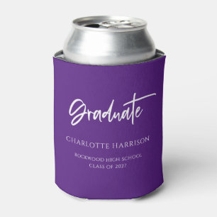 Rafraîchisseur Pour Canette Fête de graduation personnalisée violet et blanc
