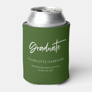 Rafraîchisseur Pour Canette Fête de graduation verte et blanche personnalisée 