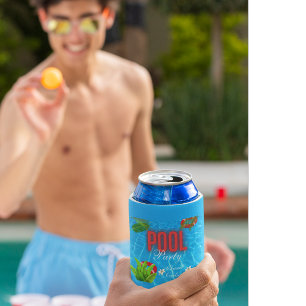 Rafraîchisseur Pour Canette Fête de la piscine tropicale   Anniversaire d'été