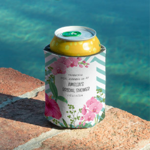Rafraîchisseur Pour Canette Fête de mariage floral de plage tropicale
