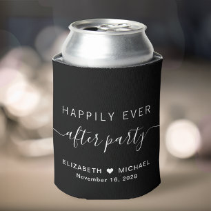 Rafraîchisseur Pour Canette Fête de mariage noir « Happily Ever After »