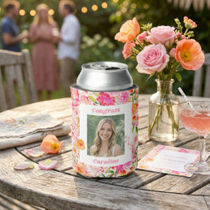 Rafraîchisseur Pour Canette Fête de remise de diplômes florale orange rose Pho