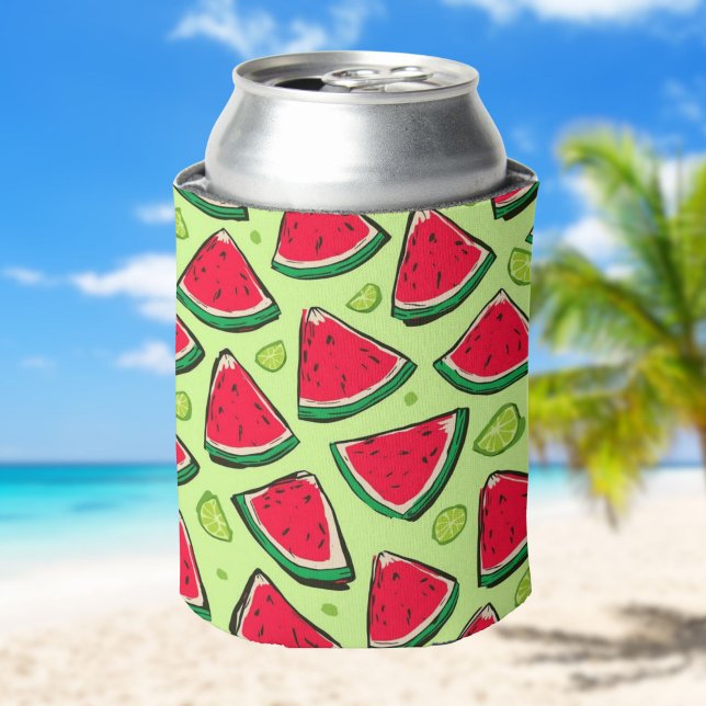 Rafraîchisseur Pour Canette Fête de Tranche de Pastèque | Motif de Fruits d'Ét (Créateur téléchargé)