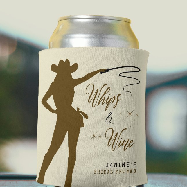 Rafraîchisseur Pour Canette Fête des mariées Whiks & Wine Cowgirl (Whips & Wine Cowgirl Bridal Shower Can Cooler
)