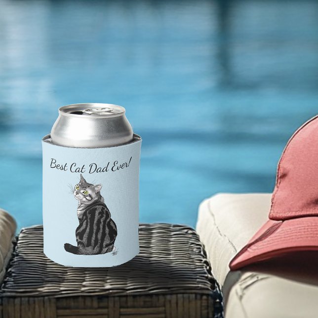 Rafraîchisseur Pour Canette Fête des pères Tabby Argent (Créateur téléchargé)