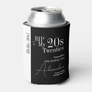 Rafraîchisseur Pour Canette Fête personnalisée RIP 20s Hello 30s noir et blanc