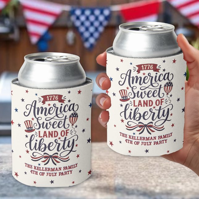 Rafraîchisseur Pour Canette Fête rustique du 4 juillet (Rustic 4th Of July Party Can Cooler)