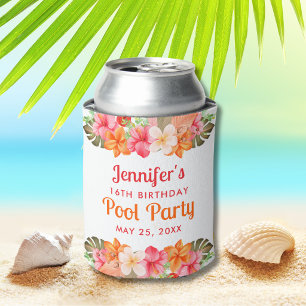 Rafraîchisseur Pour Canette Fête tropicale florale au bord de la piscine