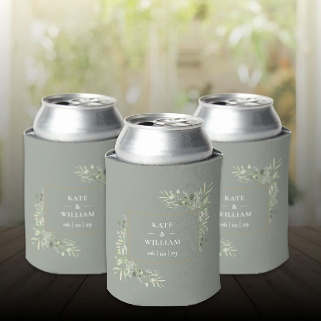 Rafraîchisseur Pour Canette Feuillage de mariage vert sauge (Sage Green Wedding Greenery Foliage Can Cooler)