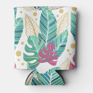 Rafraîchisseur Pour Canette Feuilles botaniques tropicaux, conception vintage 