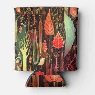 Rafraîchisseur Pour Canette Feuilles d'automne : motif transparent foncé.