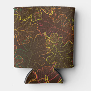 Rafraîchisseur Pour Canette Feuilles de chêne transparent, Motif d'automne.