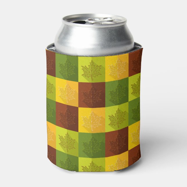 Rafraîchisseur Pour Canette Feuilles d'érable d'automne, brun, or, vert (Can devant)
