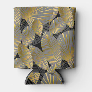 Rafraîchisseur Pour Canette Feuilles exotiques or, élégante motif sans couture
