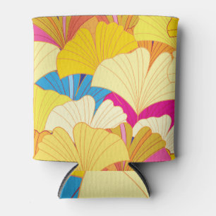 Rafraîchisseur Pour Canette Feuilles gingko jaune, motif sans soudure.