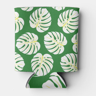 Rafraîchisseur Pour Canette Feuilles Monstera, Vintage vert foncé.