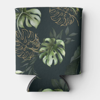 Rafraîchisseur Pour Canette Feuilles Tropicaux en or : Aquarelle foncée