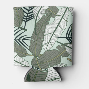 Rafraîchisseur Pour Canette Feuilles tropicaux : Motif naturel sans couture.