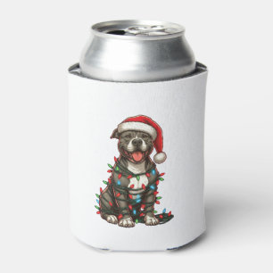 Rafraîchisseur Pour Canette Feux de Noël de Chien à mâchoire Santa Chapeau Noë