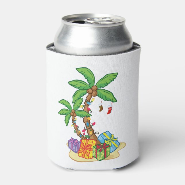 Rafraîchisseur Pour Canette Feux de noix de palmier Tropical Xmas Coconut (Can devant)