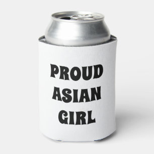 Rafraîchisseur Pour Canette Fier asiatique fille, noir blanc Can Cooler