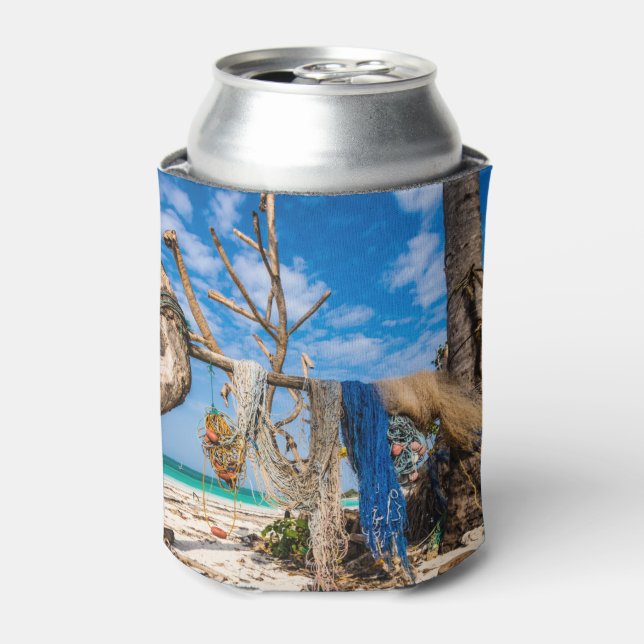 Rafraîchisseur Pour Canette Filets de pêche séchant sur la plage (Can devant)