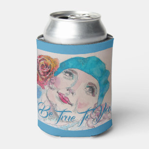 Rafraîchisseur Pour Canette Fille Avec Rose Rouge Aquarelle Soyez Vrai Pour Vo