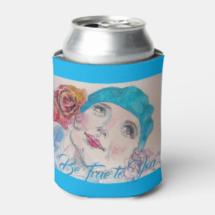 Rafraîchisseur Pour Canette Fille avec Rose Rouge Beret Soyez Vrai à vous pouv